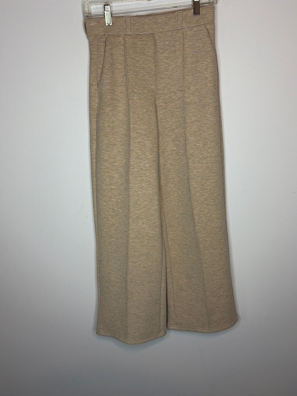 OGL Women Size Small Heather Beige High-Waisted Straight-Leg Pull-On Pants